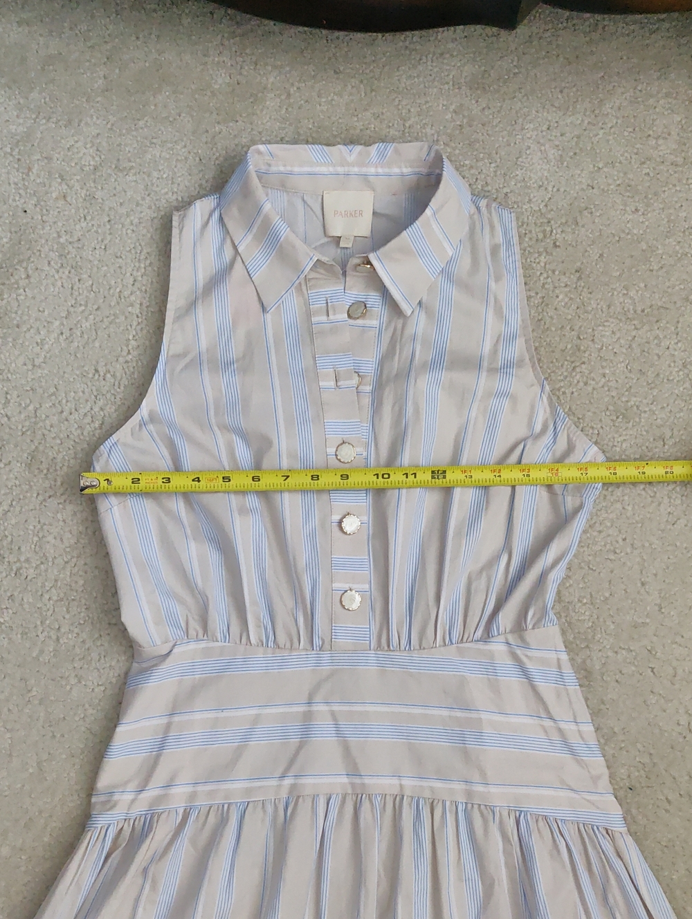 New! Parker Sleeveless Collared Stripe Maxi Dress Y2K Cottagecore Shabby Chic - Picture 8 of 14